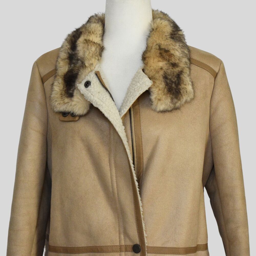 T TAHARI Women's Faux Shearling Coat Size L - Picture 4 of 8